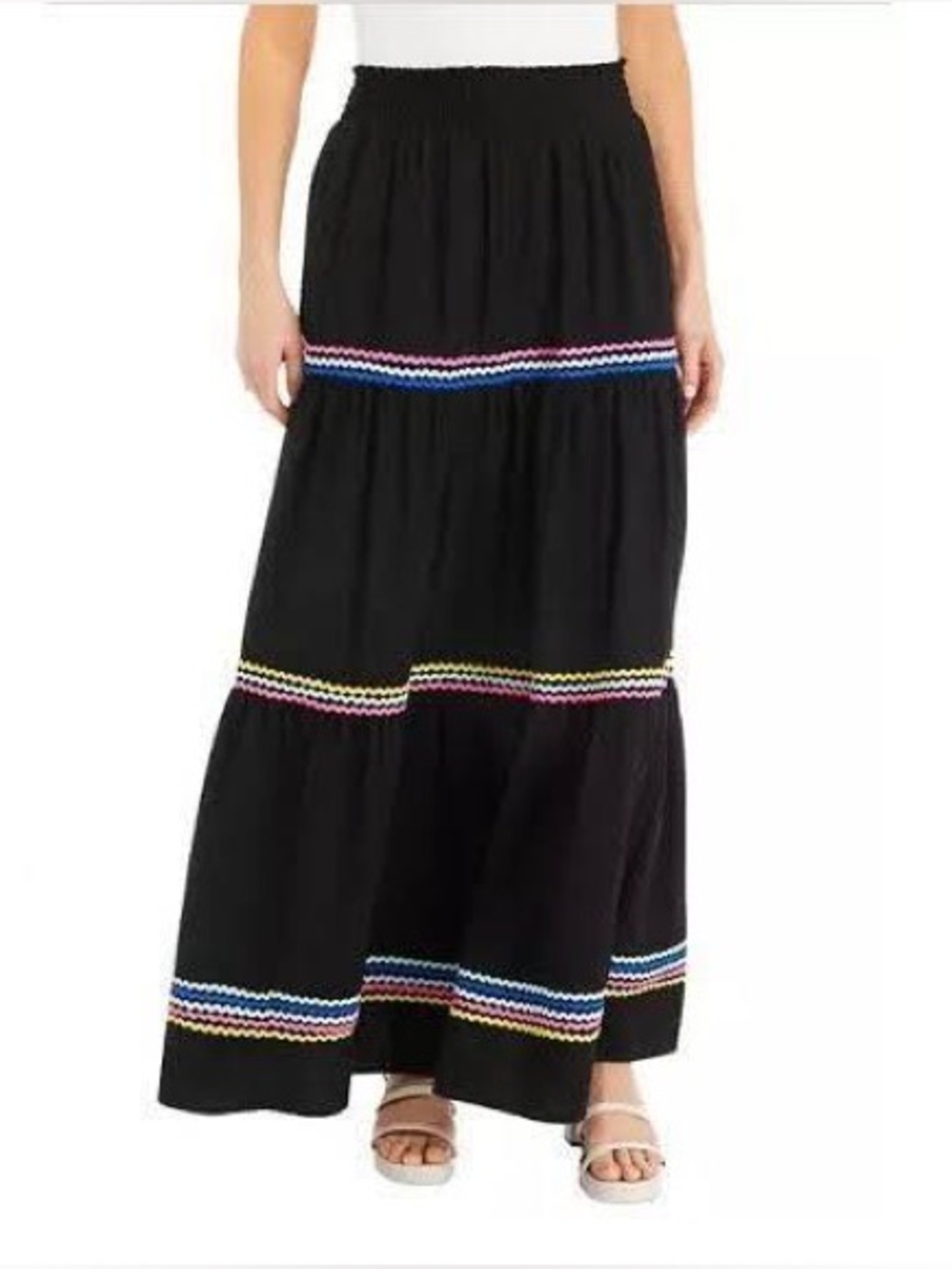 Crown & Ivy tiered maxi skirt black. Large